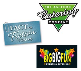 Logos for Ashford Catering Company, Fact or Fiction Tours & Big Big Fun