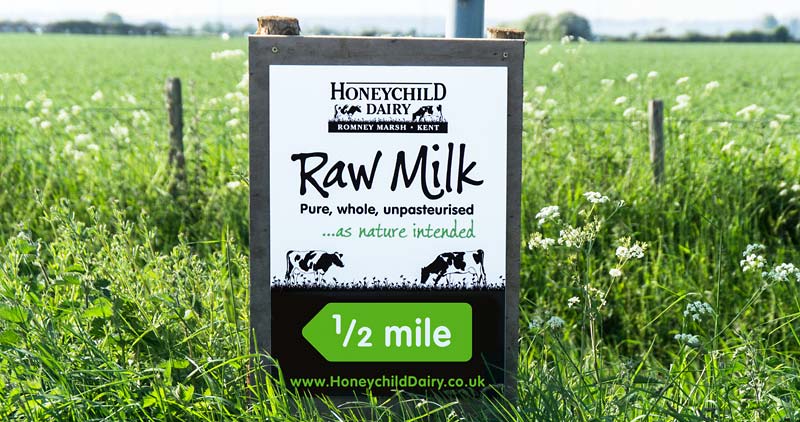 Honeychild Dairy sign