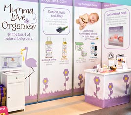 Mumma Love Organics stand at NEC, Birmingham